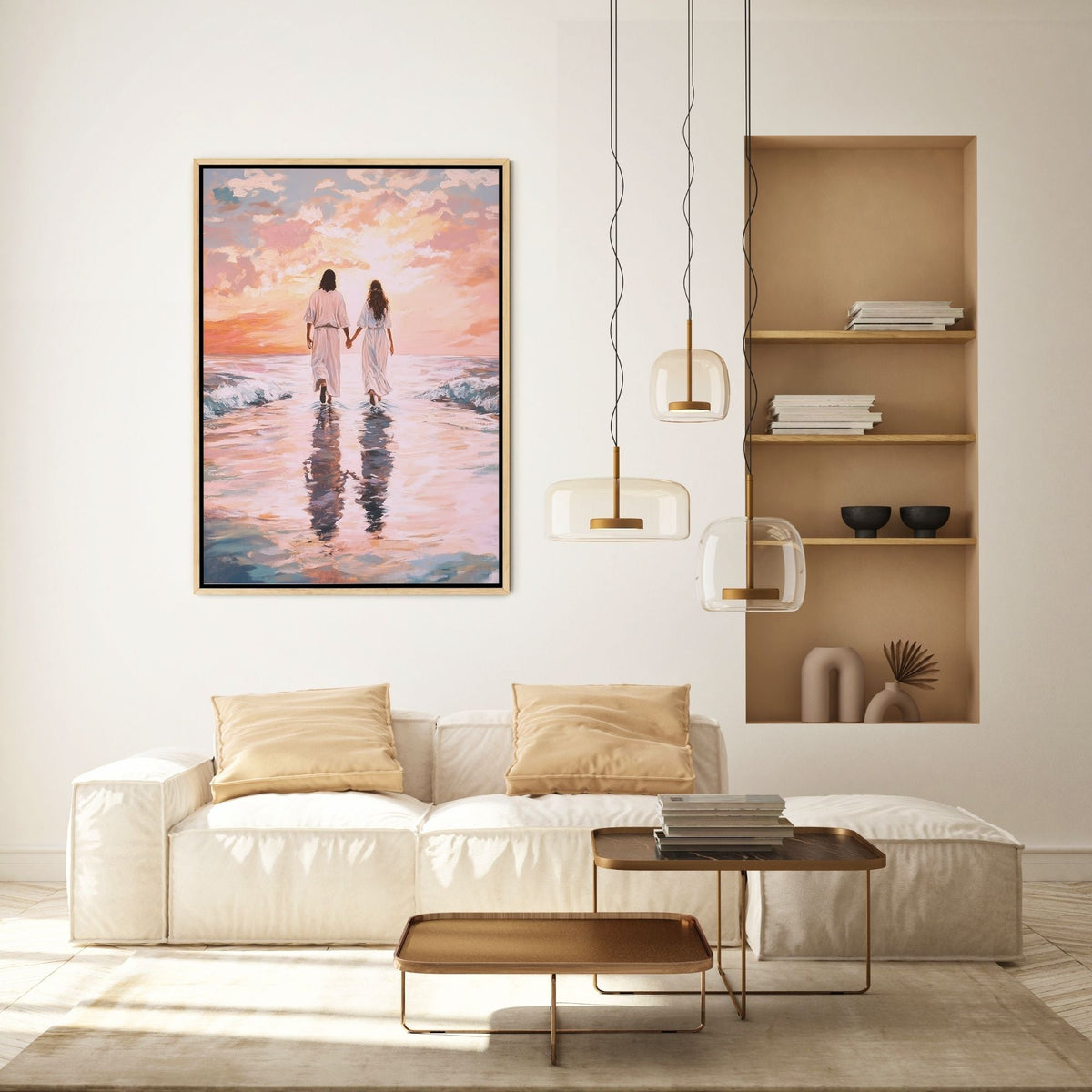 Jesus Walking on Water with Woman - Canvas