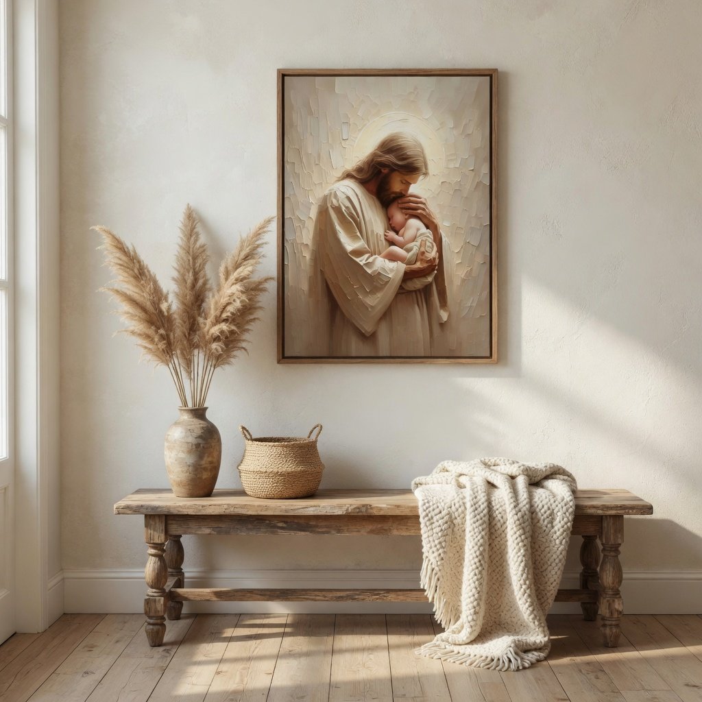Jesus Holding a Baby - Canvas