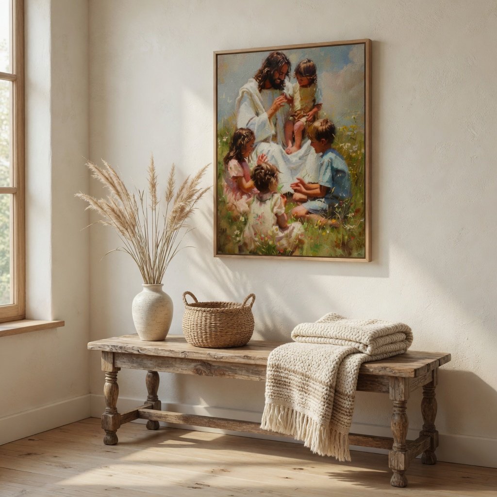 Jesus Playing with Children - Canvas