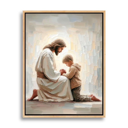 Jesus Praying With Little Boy - Canvas