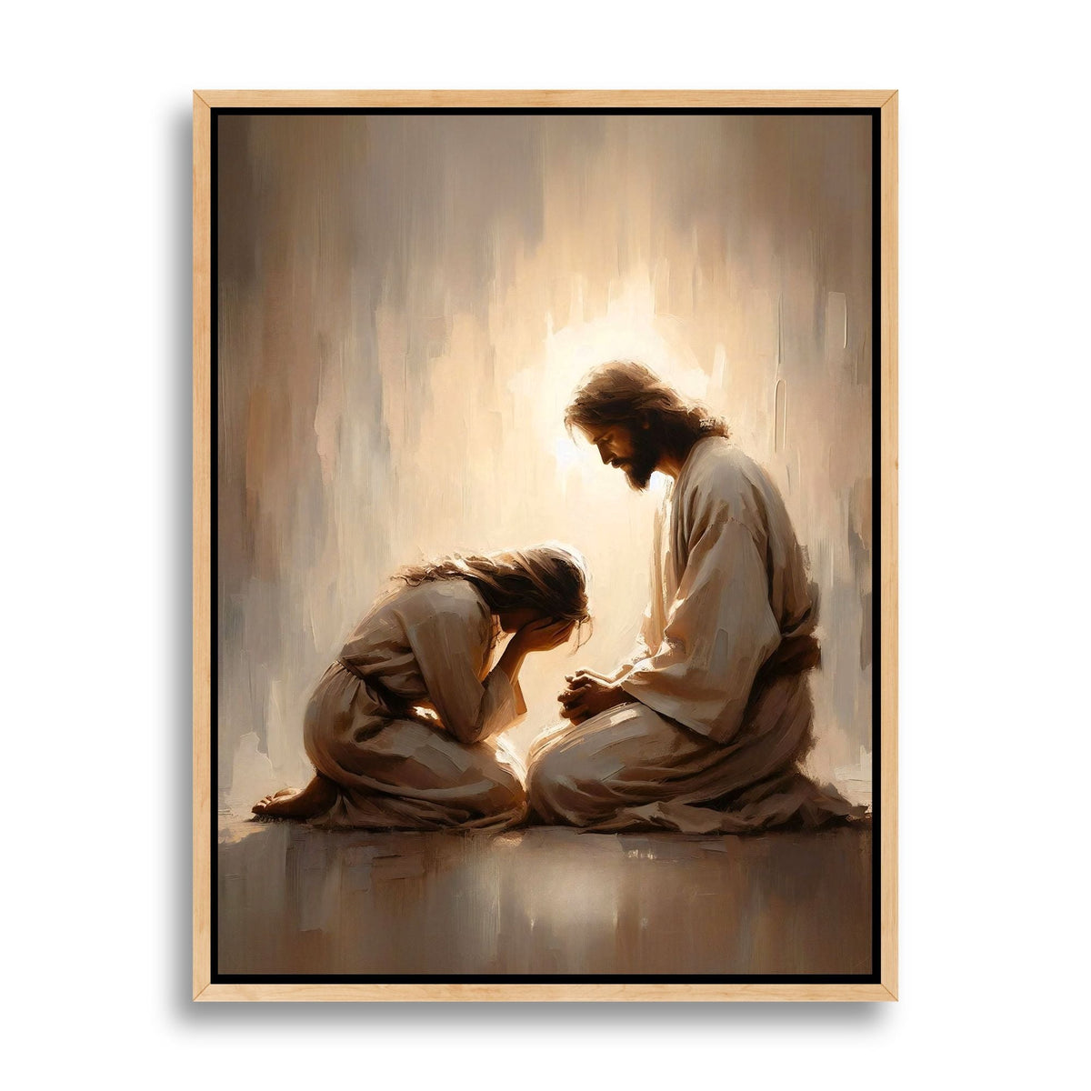 Girl Crying with Jesus - Canvas