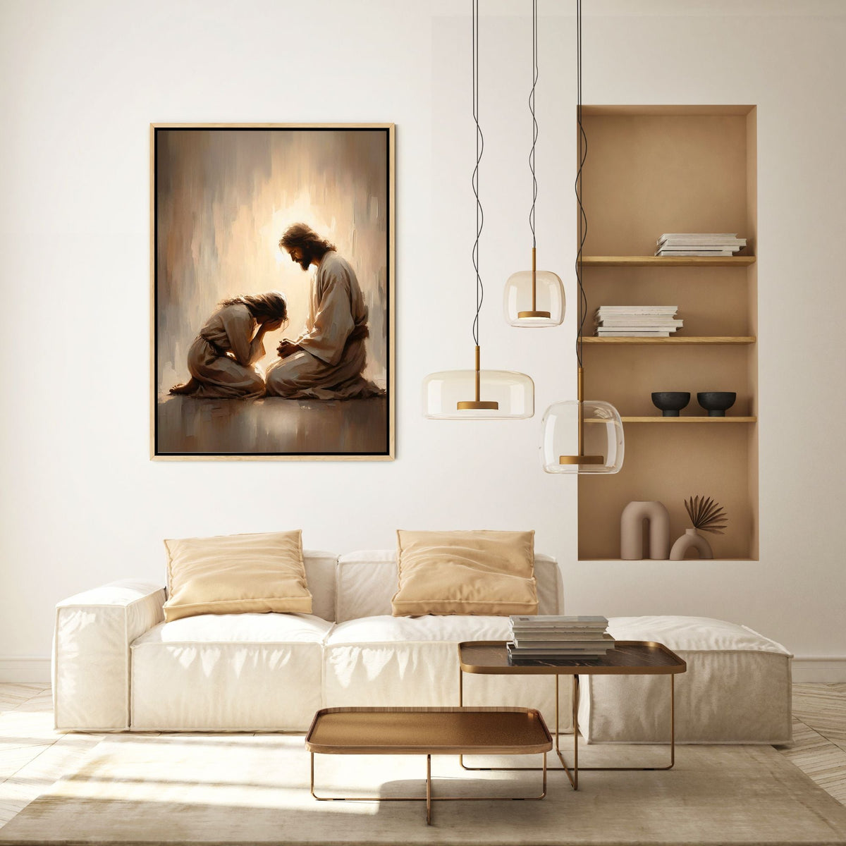 Girl Crying with Jesus - Canvas