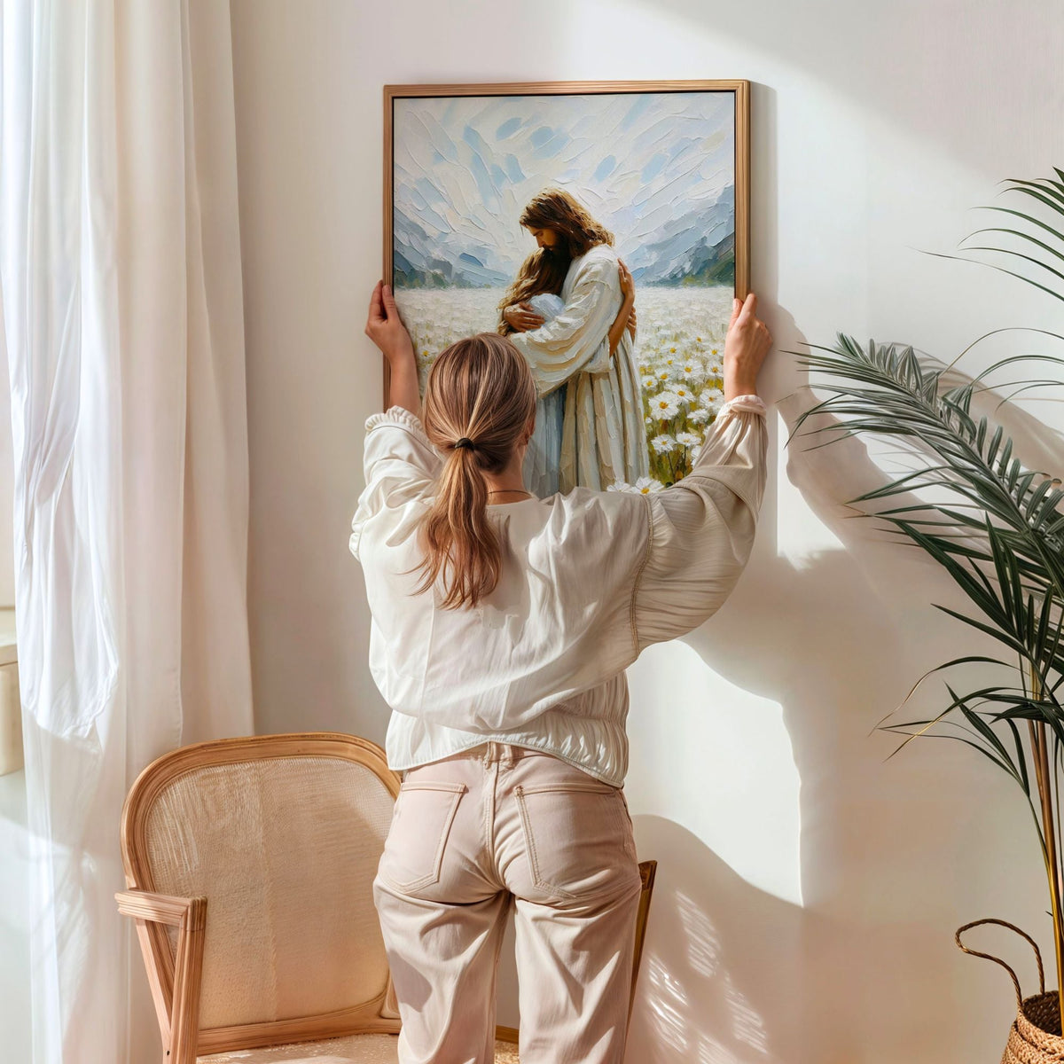Jesus Hugging a Woman - Canvas