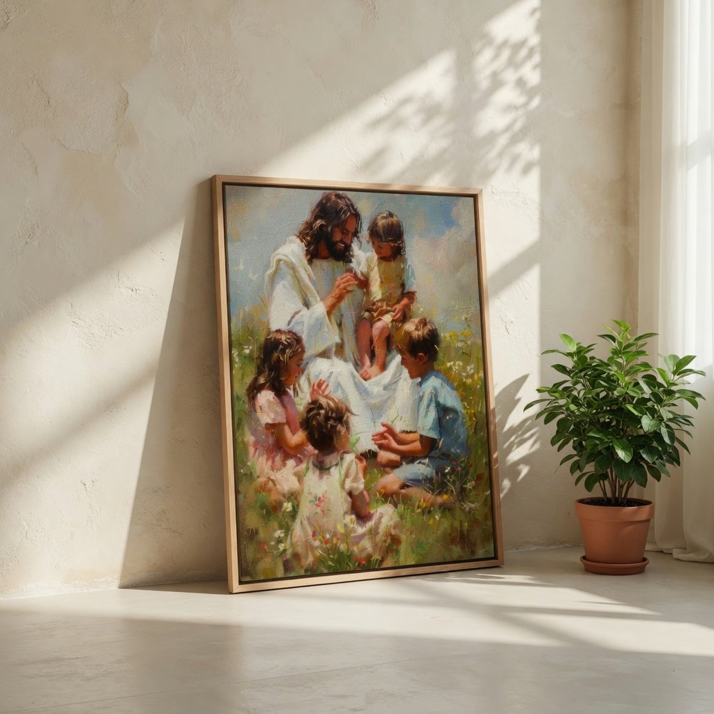 Jesus Playing with Children - Canvas
