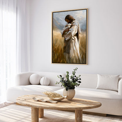 Jesus Holding a Little Lamb - Canvas
