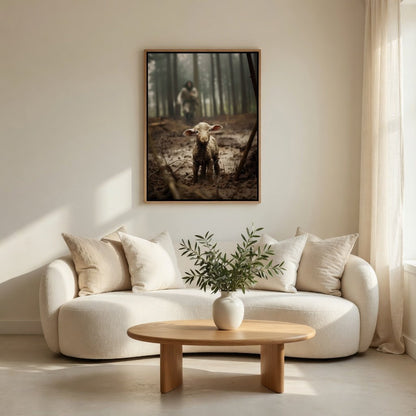 Jesus Running after a Lost Lamb - Canvas