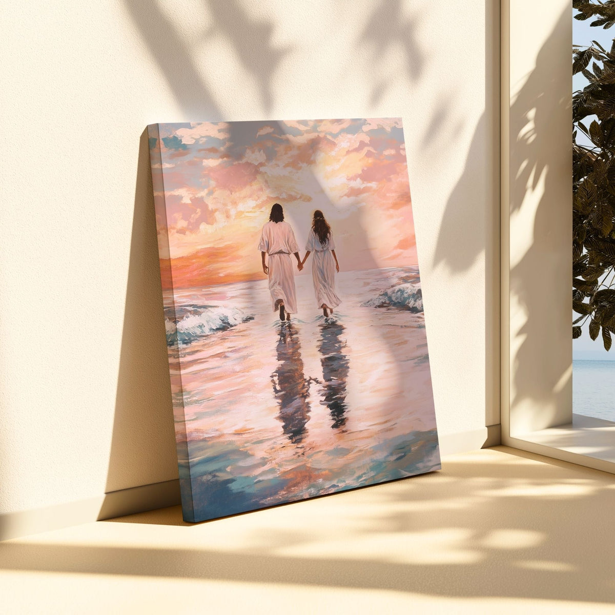 Jesus Walking on Water with Woman - Canvas