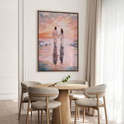 Jesus Walking on Water with Woman - Canvas