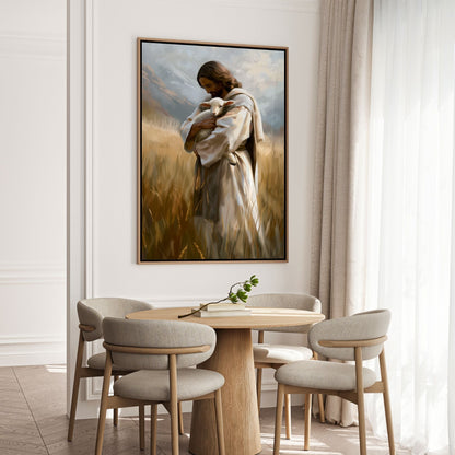 Jesus Holding a Little Lamb - Canvas