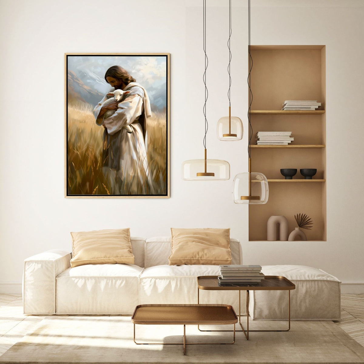 Jesus Holding a Little Lamb - Canvas