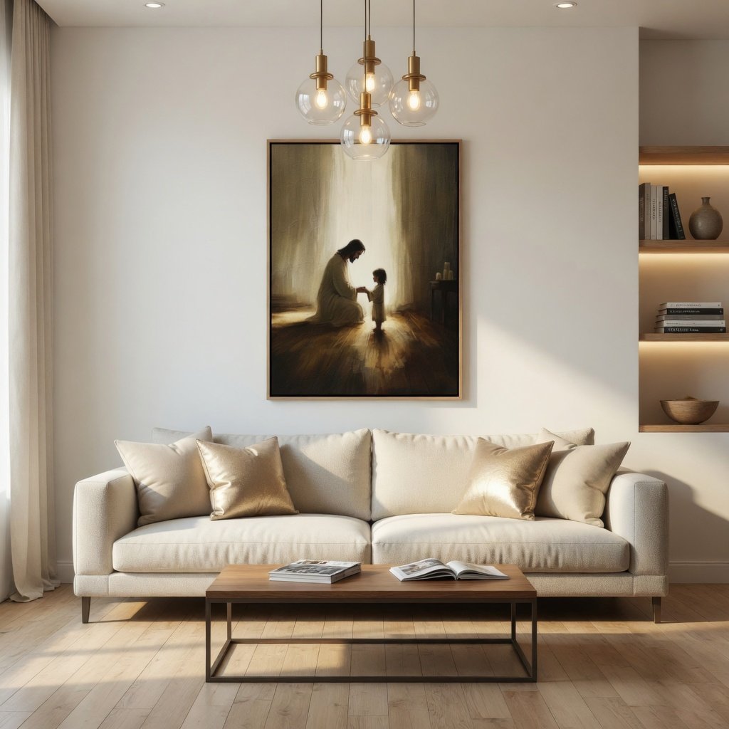 Jesus Praying With Child - Canvas