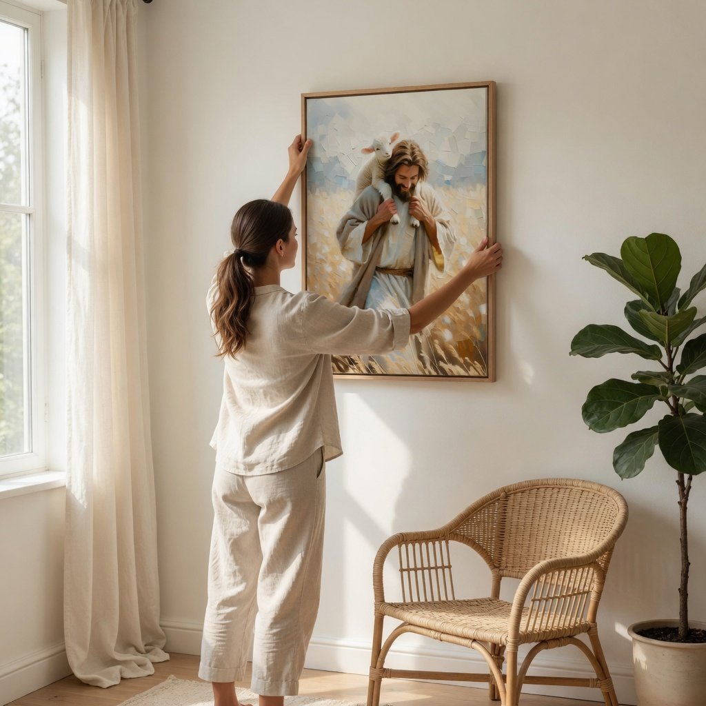 Jesus Carrying Little Lamb Home - Canvas