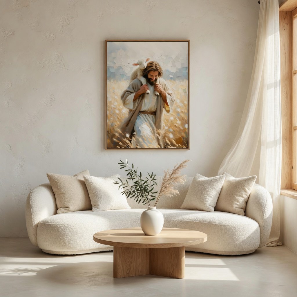 Jesus Carrying Little Lamb Home - Canvas