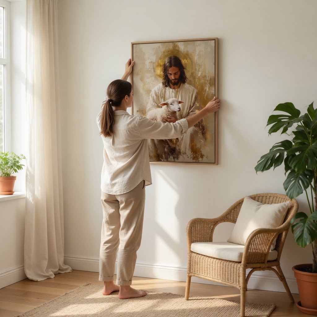 Jesus and the Lamb - Canvas