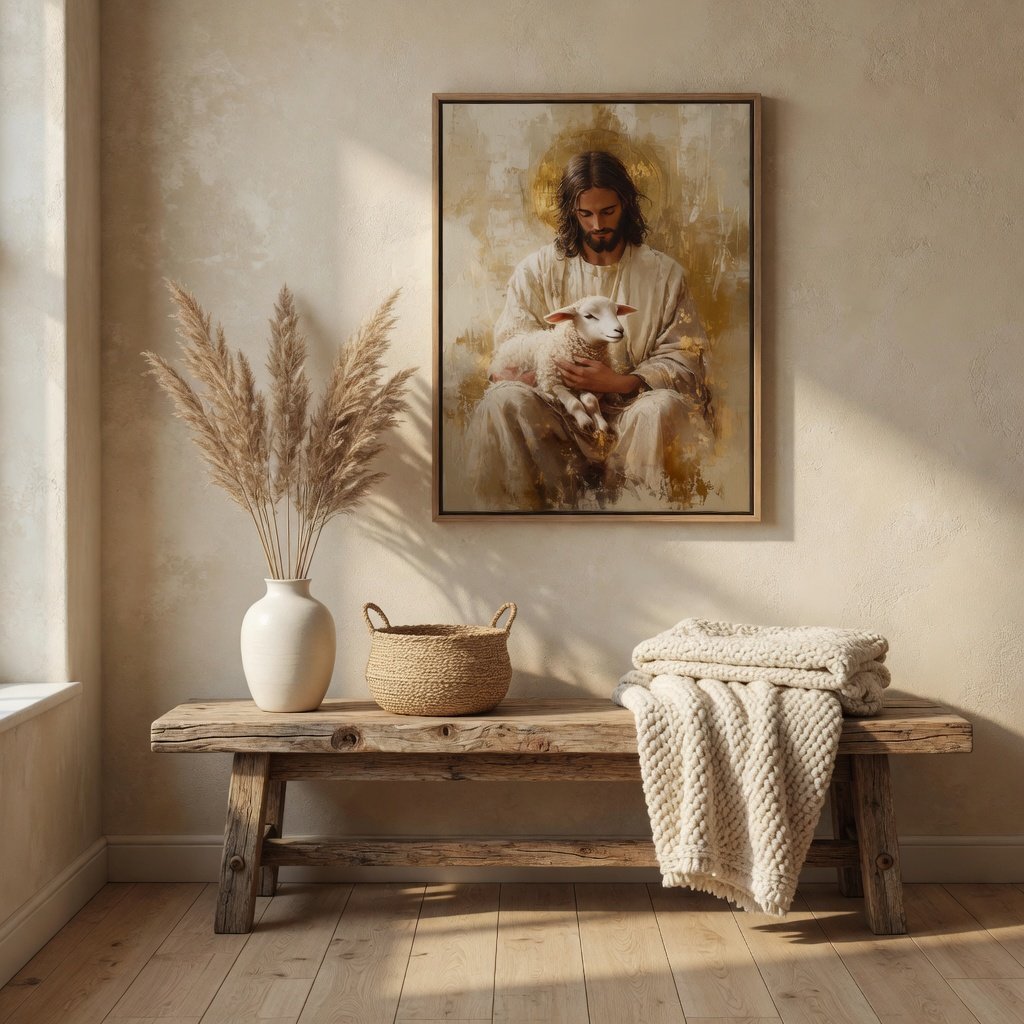 Jesus and the Lamb - Canvas