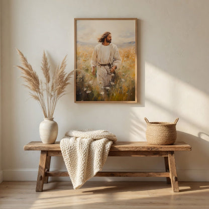 Jesus Walking in a Field - Canvas