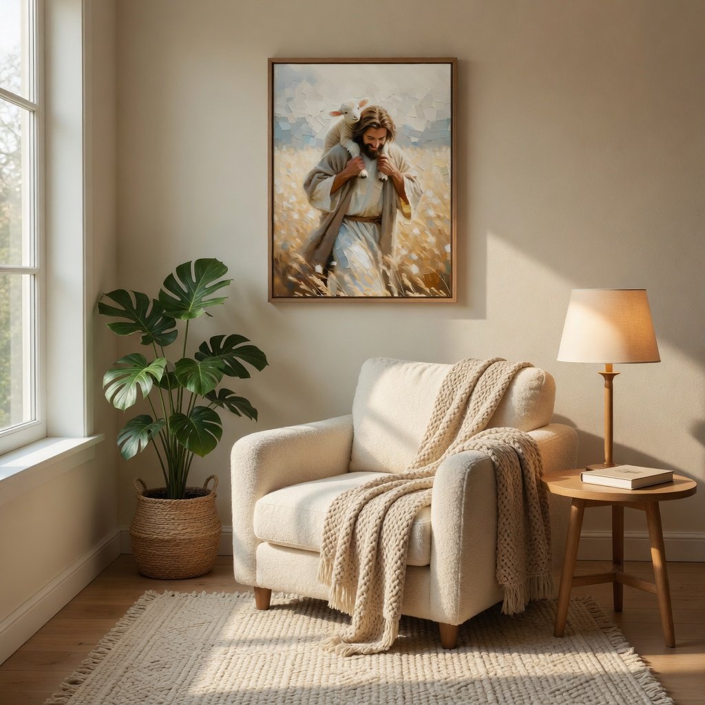 Jesus Carrying Little Lamb Home - Canvas