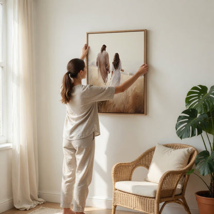 Jesus Walking With a Woman - Canvas