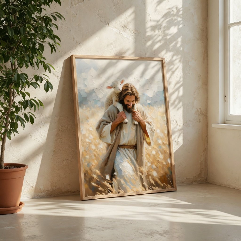 Jesus Carrying Little Lamb Home - Canvas