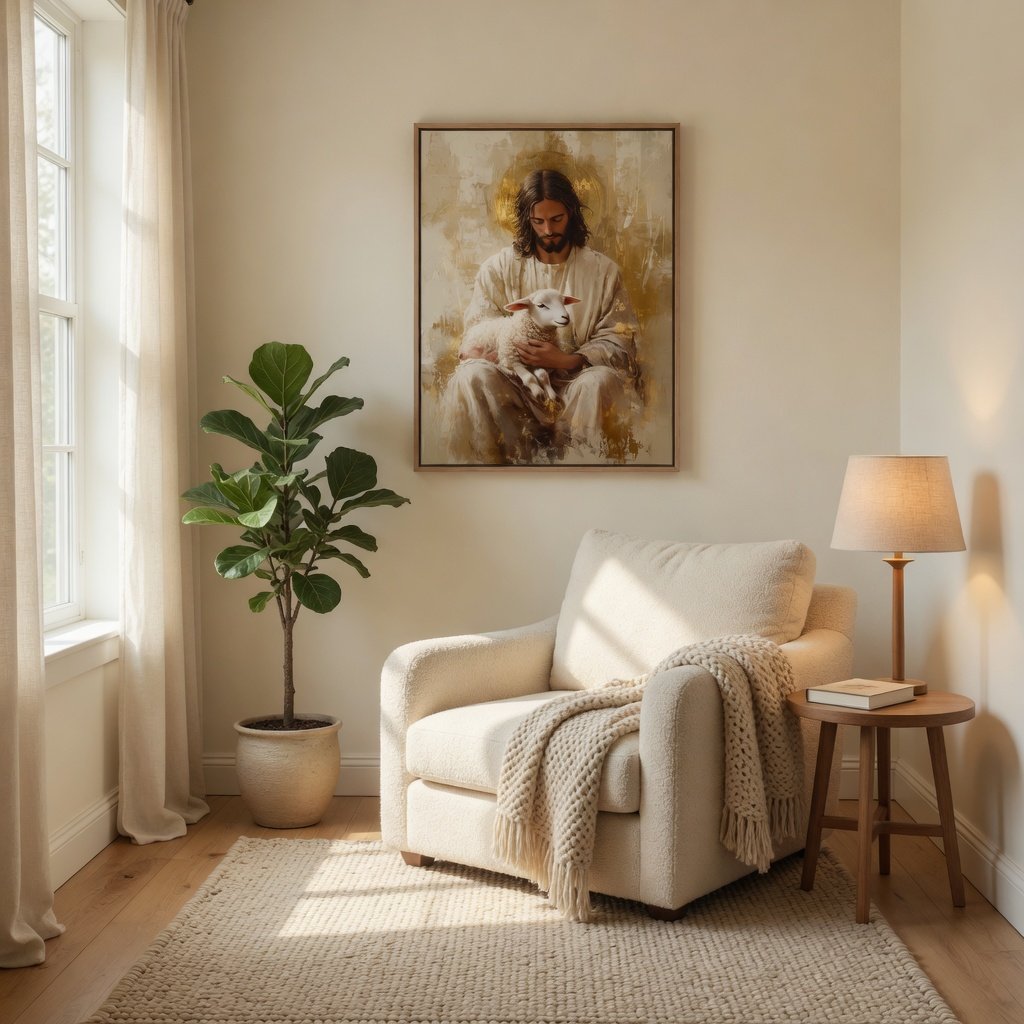 Jesus and the Lamb - Canvas