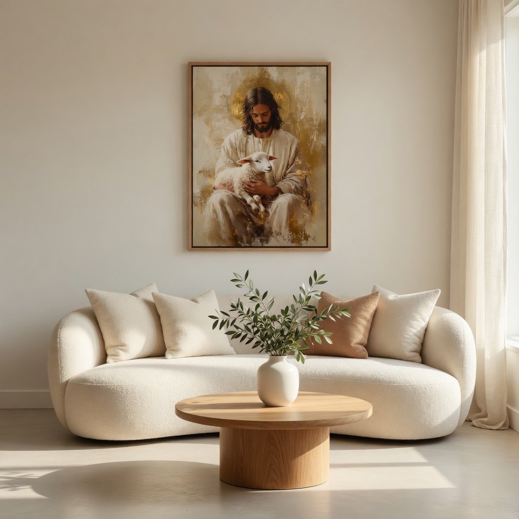Jesus and the Lamb - Canvas