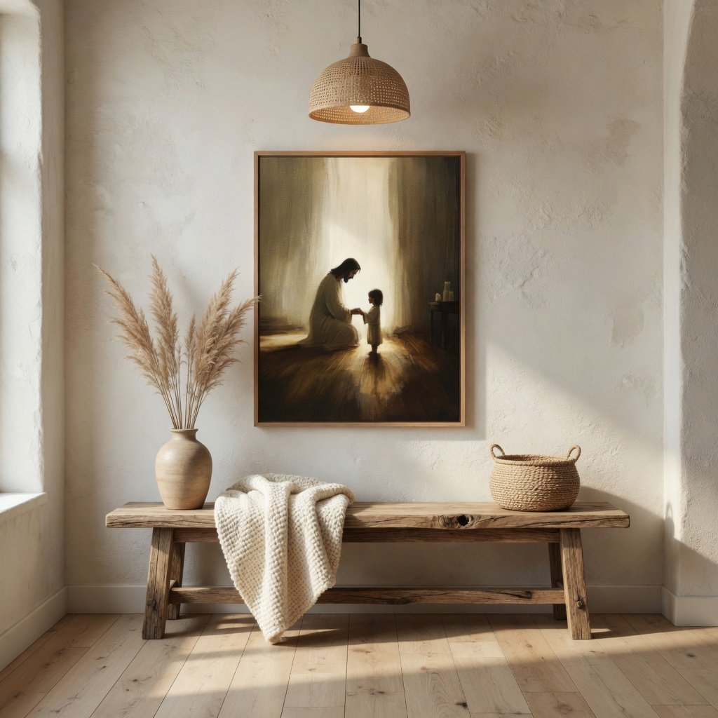 Jesus Praying With Child - Canvas