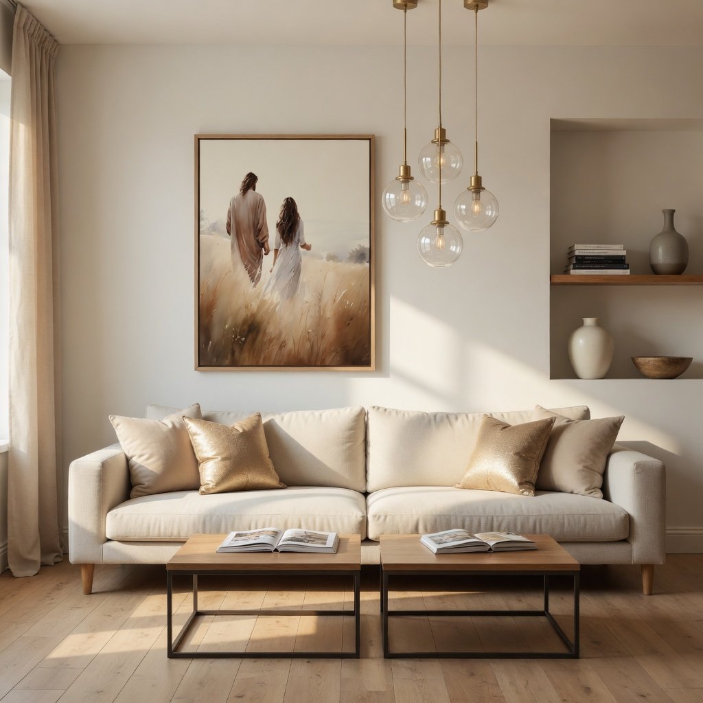 Jesus Walking With a Woman - Canvas