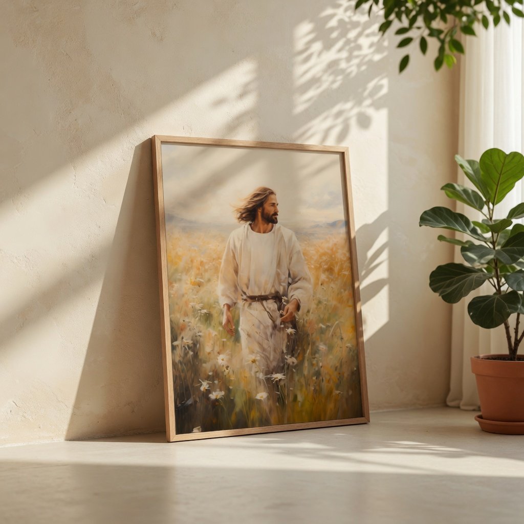 Jesus Walking in a Field - Canvas