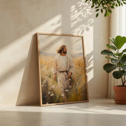 Jesus Walking in a Field - Canvas