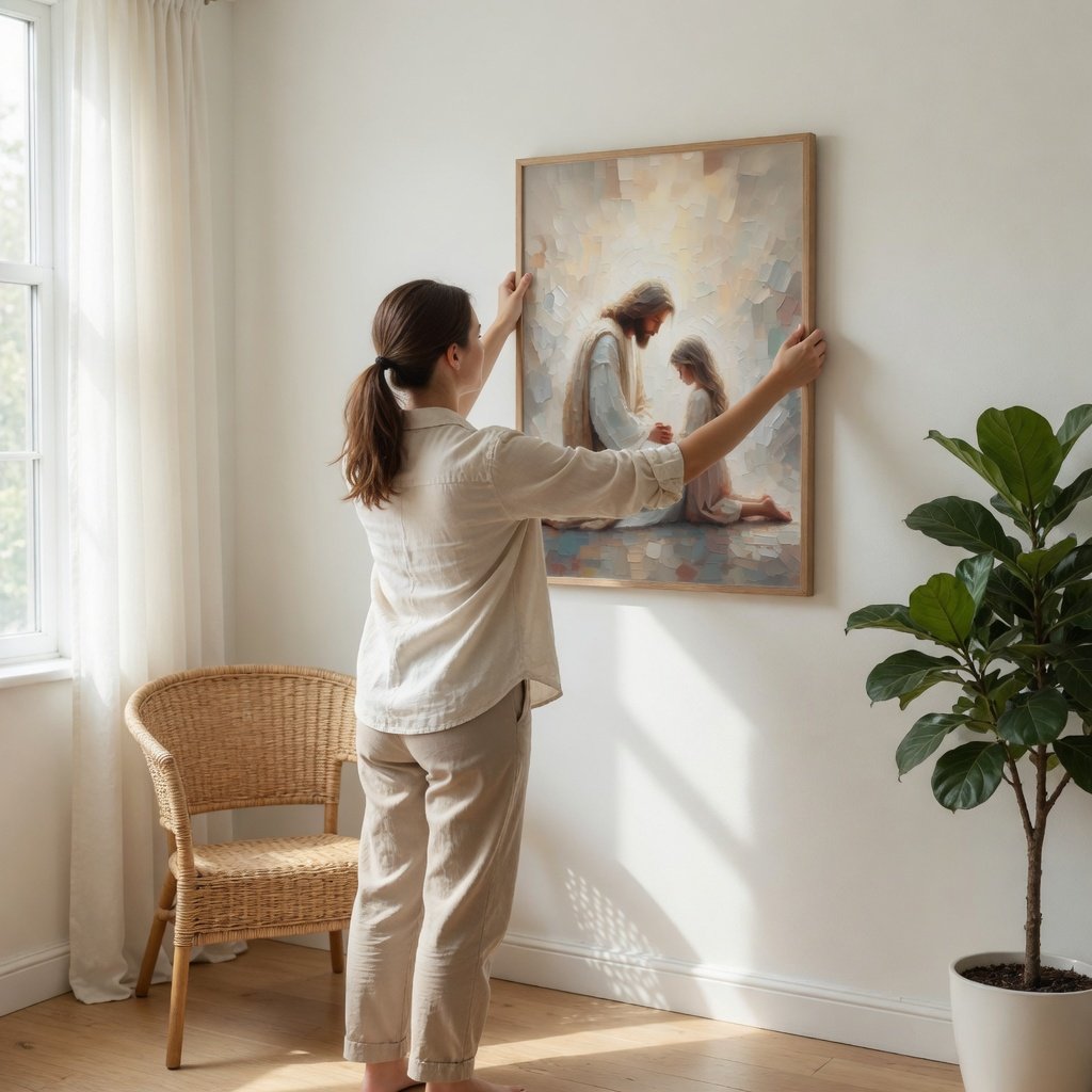 Jesus Praying With Little Girl - Canvas