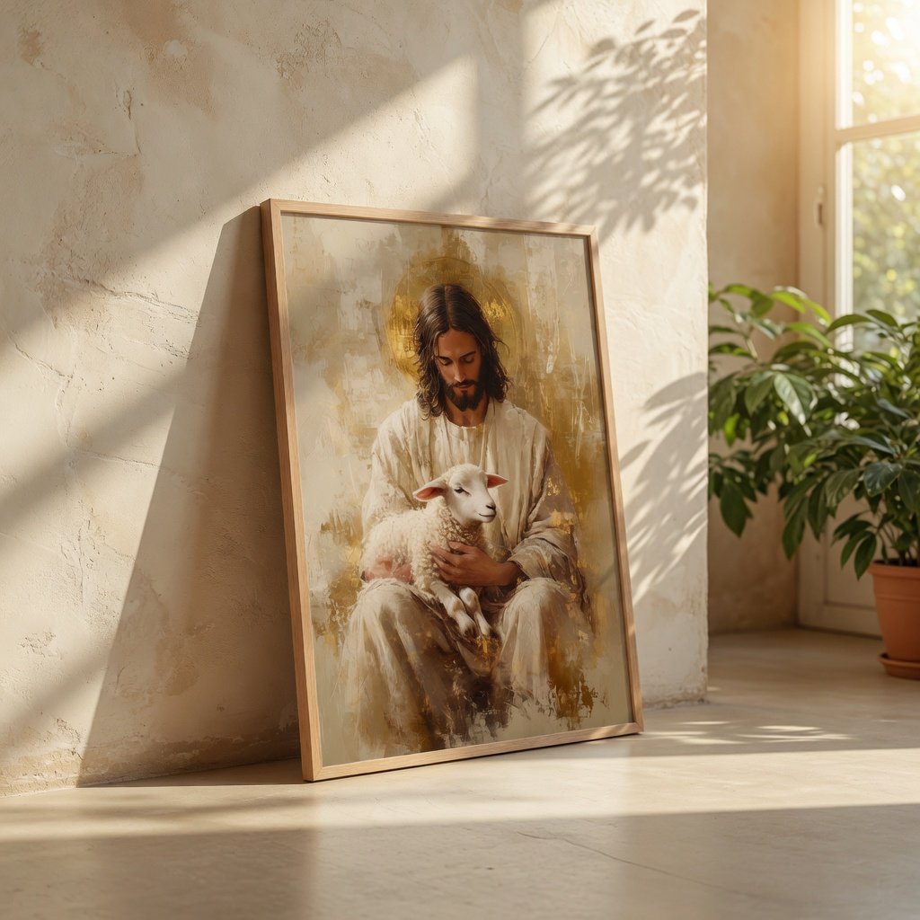 Jesus and the Lamb - Canvas