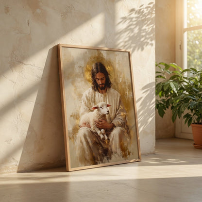 Jesus and the Lamb - Canvas
