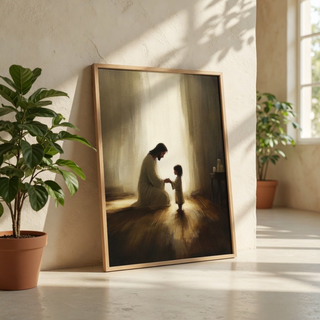 Jesus Praying With Child - Canvas