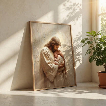 Jesus Holding a Baby - Canvas